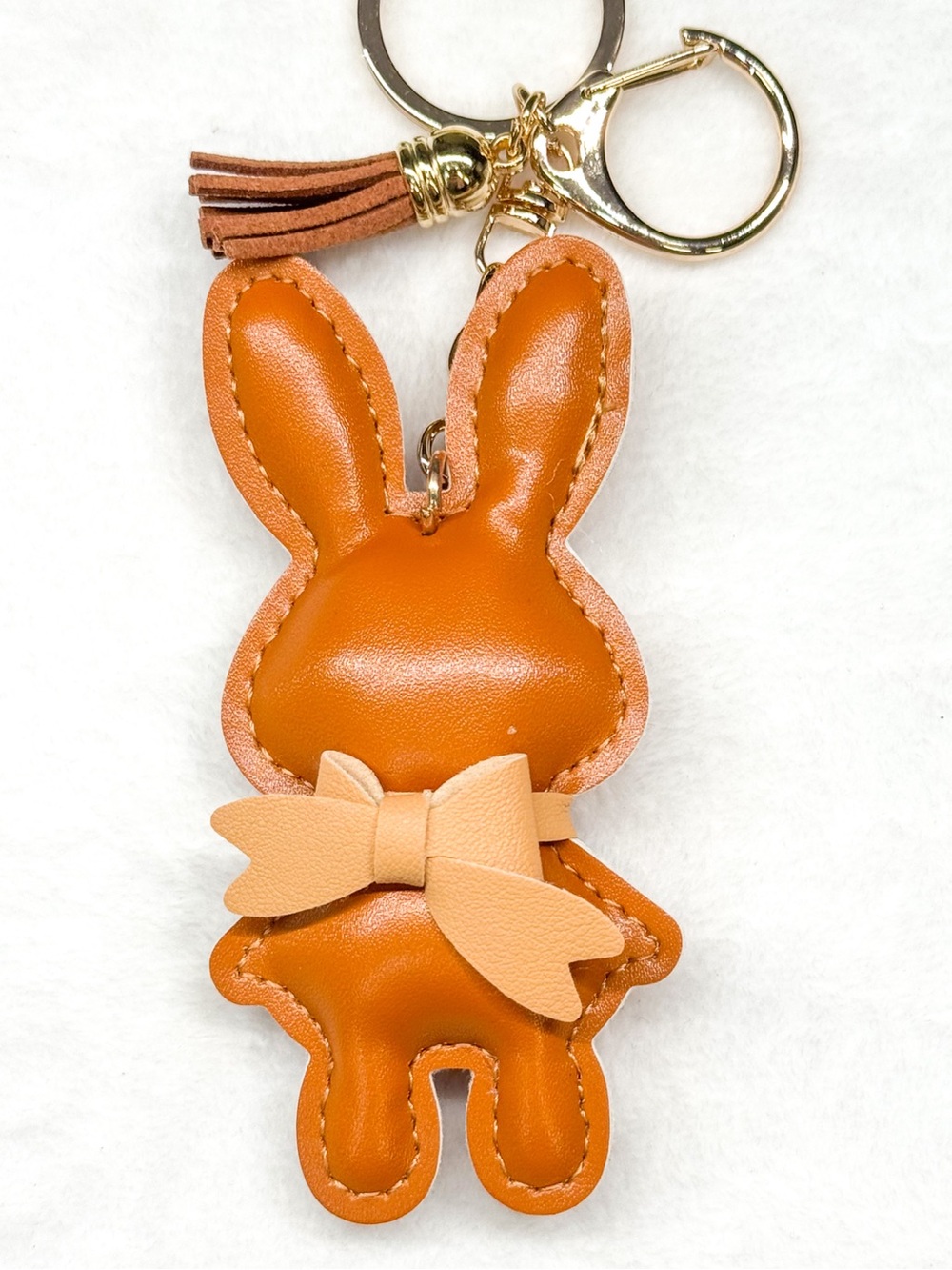 Brown Bunny Bow Bag Charm Keychain – New - Picture 2 of 5